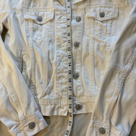 Free‎ People White Denim Jacket Jean Jacket Cropped Cotton Casual Small - Picture 3 of 6